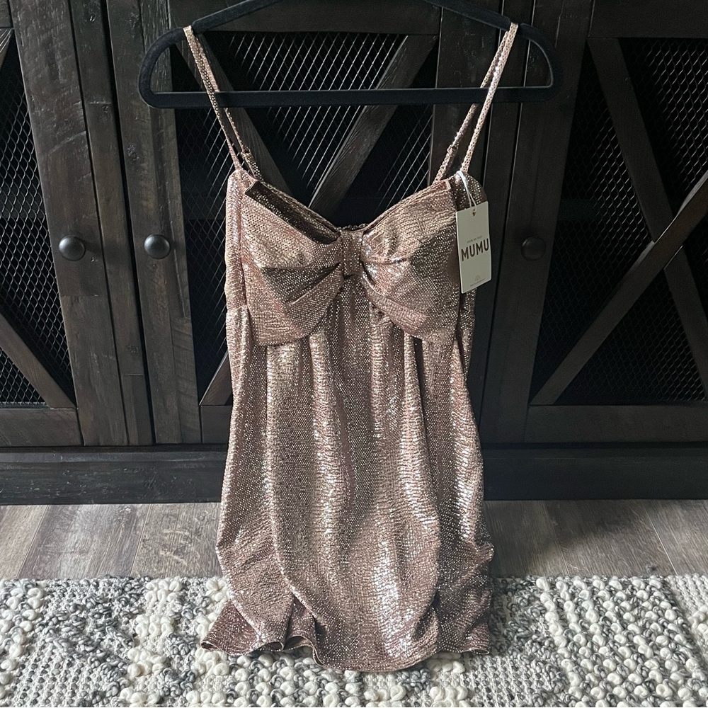 NWT SHOW ME YOUR MUMU STUNNING Best Bow Mini Glittering Party Dress Size: M - Picture 7 of 16